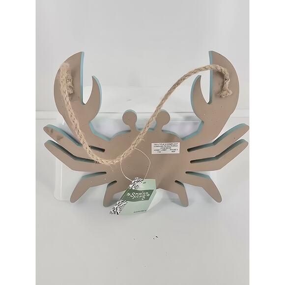 Coastal Crab Welcome Sign Nautical Beach Wall Decor Blue Wood - Picture 2 of 2